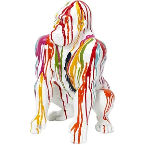 The Home Deco Factory - Gorille accroupi en résine 46 cm multicolore pas cher