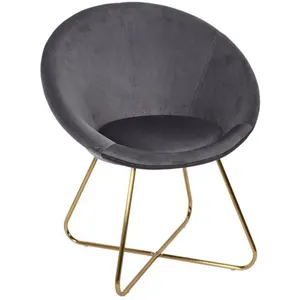 The Home Deco Factory - Fauteuil en velours Karl Gris pas cher