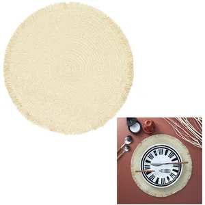 Comparateur de prix : Non communiqué set de table rond 38cm frange beige - cmp ka5551