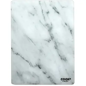 Planche à Découper en Verre Marbre 40cm Blanc