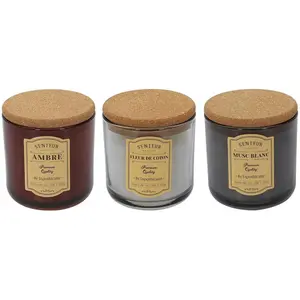 CONCEPT FACTORY - Set de 3 bougies avec bouchons en liège Apothicaires 10 cm pas cher