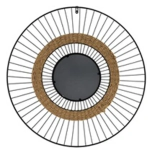 Comparateur de prix : Miroir Mural - PARIS PRIX - 60cm - Noir & Naturel - Métal - Rond - Design Contemporain