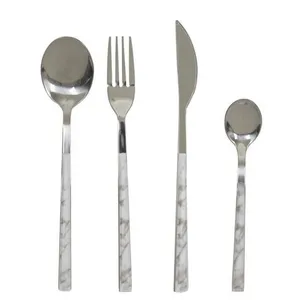 Comparateur de prix : The Home Deco Factory Ménagère 16 Pièces En Inox Effet Marbre