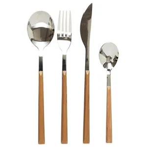 Comparateur de prix : THE HOME DECO FACTORY Ménagère 16 Pièces En Inox Effet Bois