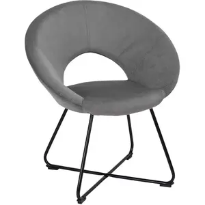 HOME DECO FACTORY Fauteuil Design Velours Côtelé "Giulia" 84cm Gris pas cher