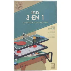 MULTIMARQUES MISTER GADGET, MG3487, Table de Jeu 3 en 1 Marron, Vert, Billard, Pingpong, Hockey, Parfait pour des soirées Jeux Entre Amis ou en Famille, Fous rires et détente assurés. pas cher