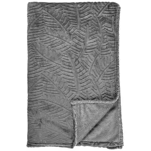 MULTIMARQUES Plaid - Roméo - Flanelle - Gris Foncé - Rectangulaire - Doux & Confortable pas cher