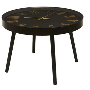 HOME DECO FACTORY Table Basse Horloge "Lounge" 70cm Noir pas cher