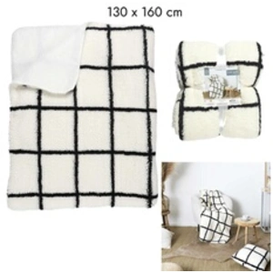 Comparateur de prix : COSMETIC CLUB Home Deco Factory - Plaid Sherpa à carreaux blanc/noir - 130x160 cm T.U