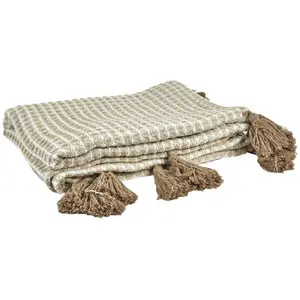Paris Prix Plaid Nid d'Abeille "Gaufré" 125x150cm Beige & Taupe pas cher