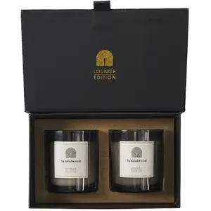 Coffret 2 Bougies Parfumées "Lounge" 8cm Bois de Santal pas cher