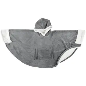 Comparateur de prix : HOME DECO FACTORY Plaid Poncho à Capuche "Sherpa" 100x150cm Gris Foncé