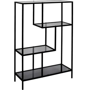 Comparateur de prix : CMP - PARIS Bibliothèque - Étagère métal et verre fumé 113 cm Edison - Noir