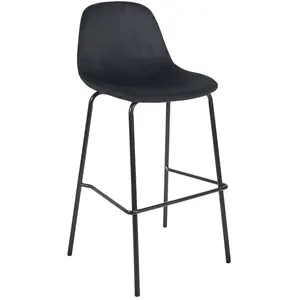 NONAME Lot de 2 Tabourets de Bar Velours "Giulia" 100cm Noir pas cher