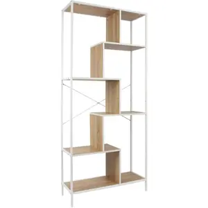 Comparateur de prix : The Home Deco Factory Etagère En Bois Et Métal Blanc Edison 80 X 30 X 180 Cm