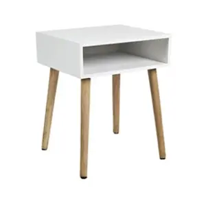 HOME DECO FACTORY Table de chevet en bois niche colorée blanc Blanc pas cher