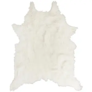 MULTIMARQUES Home Deco Factory - Tapis fausse fourrure blanc - 120x2x158 cm T.U pas cher