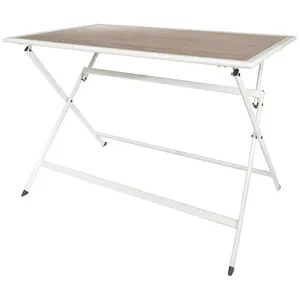 Comparateur de prix : PARIS PRIX Table Rectangle De Jardin En Métal Pliable Effet Bois "Barcelone" - Beige - L 110 X L 70 X H 71 Cm
