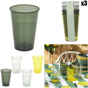 Lot de 4 Gobelets Réutilisables "Bain de Soleil" 20cl Vert & Jaune pas cher
