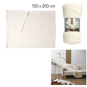 Comparateur de prix : MULTIMARQUES Home Deco Factory - Plaid microfibre beige - 150x200 cm T.U