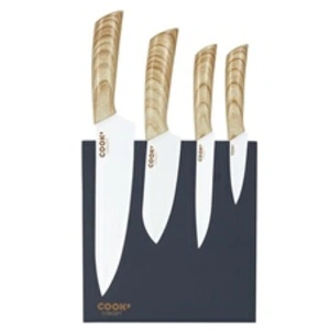 Lot de 4 Couteaux avec Support "Aimanté" 34cm Gris pas cher