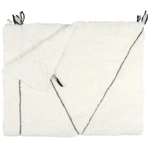 MOBILIBRICO Plaid Sherpa Blanc Motif Tresse 130x160cm M6 pas cher