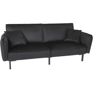 THE HOME DECO FACTORY Canapé Convertible en Velours "Giulia" 198cm Noir pas cher