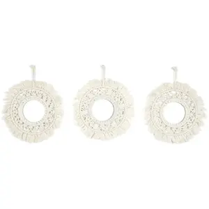 Comparateur de prix : HOME DECO FACTORY Lot de 3 Miroirs Déco "Boho" 28cm Beige