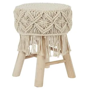 HOME DECO FACTORY Tabouret Déco "Boho" 42cm Beige