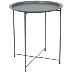 HOME DECO FACTORY Table Ronde D'appoint En Métal Pliable "Sienna" - Gris - D 47 X H 50 CmVendu paramazon