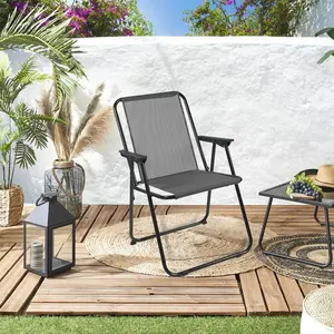 Home Deco Factory - Chaise pliante GM grise - 45x54x84 cm OS pas cher