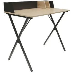 Paris Prix Bureau Plateau Effet Bois Brice Noir - Naturel Clair pas cher