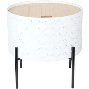HOME DECO FACTORY Bout de canapé avec coffre- Blanc - L 35 x P 35 x H 35 cmVendu paramazon