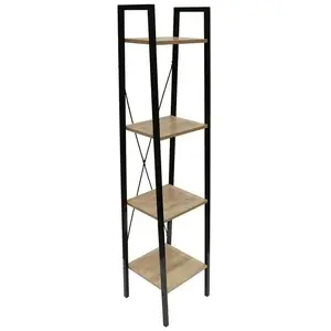 Comparateur de prix : AC-DÉCO Home Deco Factory - Étagère bois et metal beige/noir - 34x32x148 cm T.U