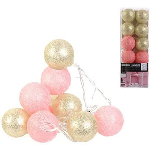 Groupe CMP - Guirlande de 10 Boules LED - Couleur Rose, Doré - LA10283