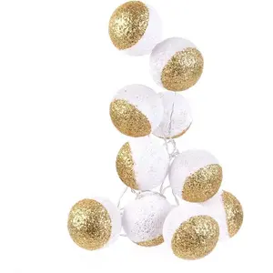 Comparateur de prix : The Home Deco Factory - Guirlande Boule 10led Blanc Glitter Or 6x192cm