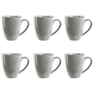 Home Deco Factory - 6 Mugs Au grès du temps gris - 30 cl T.U