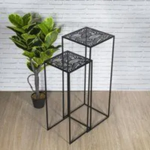 Comparateur de prix : AC-DÉCO The Home Deco Factory - Sellettes gigognes en métal carrées (Lot de 2) Havana