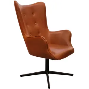 HOME DECO FACTORY Fauteuil pivotant Simili Marron - L 74 x P 71,5 x H 107 cm - HELSINKI