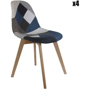 Comparateur de prix : AC-DÉCO The Home Deco Factory - Chaise patchwork bleu/gris scandinave - Bleu
