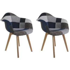Comparateur de prix : AC-DÉCO CMP Paris Fauteuil Patchwork-Bleu Et Gris, Bois, Blue, Taille Unique
