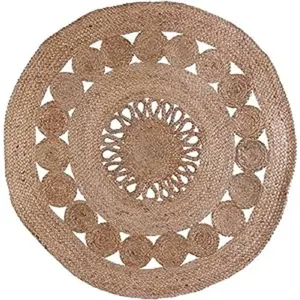 THE HOME DECO FACTORY Tapis Rond Jute Ajoure pas cher