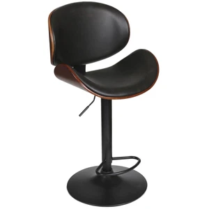 Comparateur de prix : HOME DECO FACTORY Chaise de bar bois et simili cuir Reno Noir