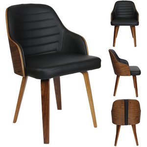 Comparateur de prix : The Home Deco Factory - Fauteuil 57x51x79 cm en pu noir et bois marron