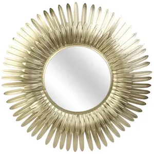 Comparateur de prix : The Home Deco Factory - Miroir plumes en métal doré 53 cm