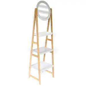 Comparateur de prix : The Home Deco Factory - Etagère en bambou avec miroir Copenhague