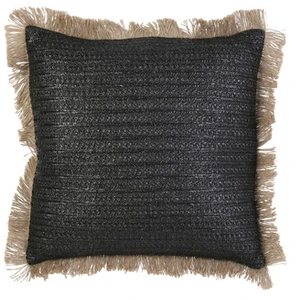 Comparateur de prix : Home Deco Factory - Coussin Raphia déhoussable noir/beige - 40x40 cm T.U