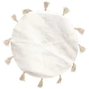 Comparateur de prix : HOME DECO FACTORY Tapis Rond Coton Pompon Beige
