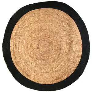 Comparateur de prix : THE HOME DECO FACTORY Tapis Rond Jute Bord Noir