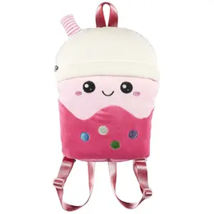 Peluche Sac à Dos Bubble Tea Kawaii 32cm Rose pas cher